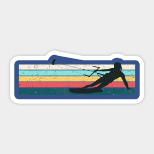 Kitesurf Girl Retro Vintage Kitesurfing Stripe Sticker